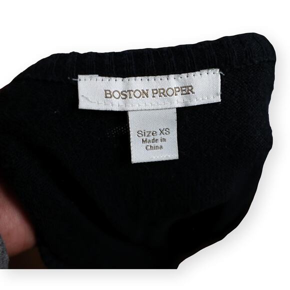 Boston Proper Black Sweater V-Neck Womens Top XS - Picture 4 of 6